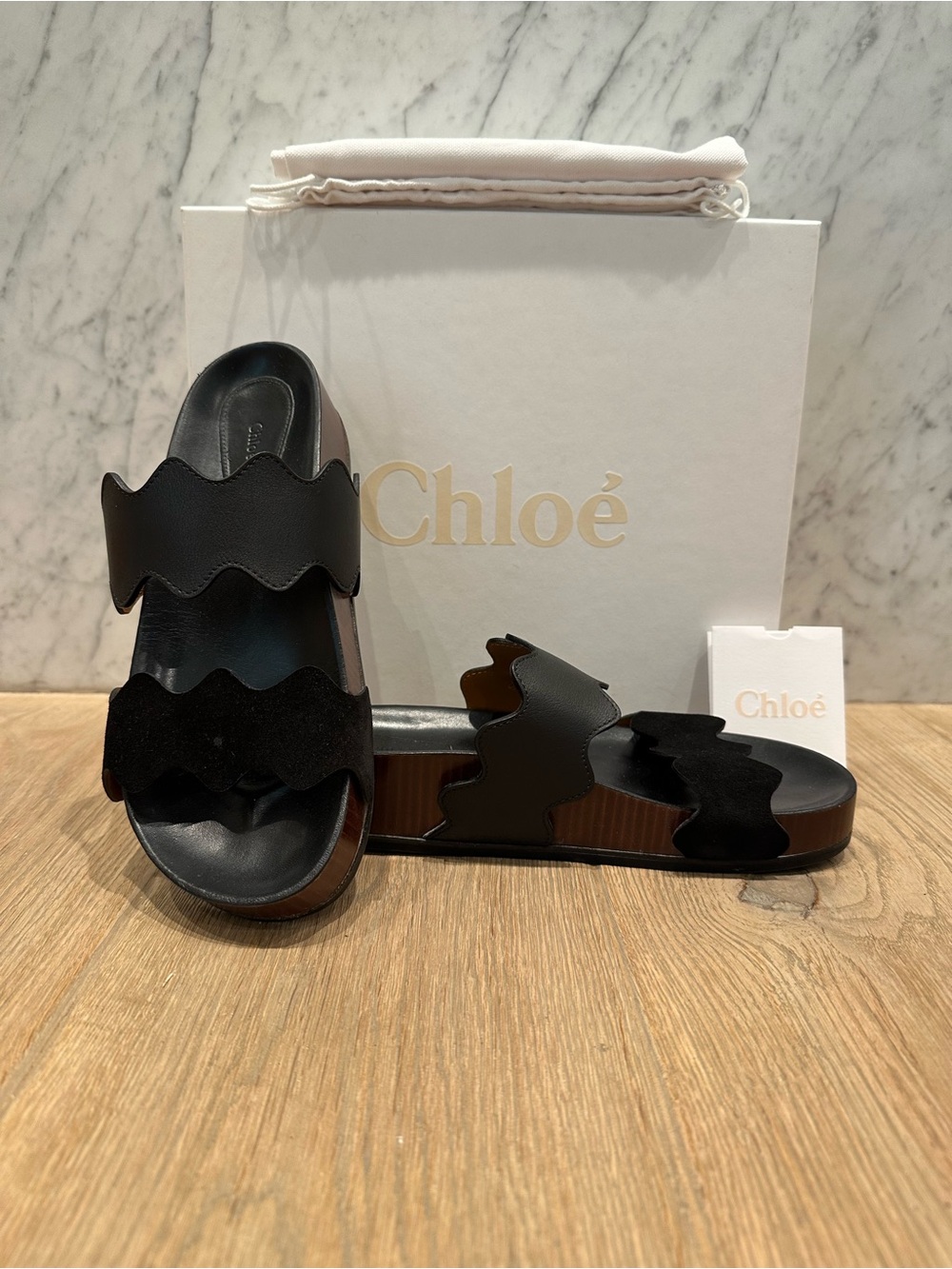 Chloe Double Scallop Band Sandals